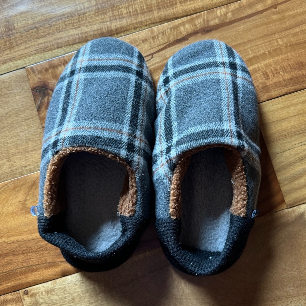 Brooklinen Grey Plaid Slippers